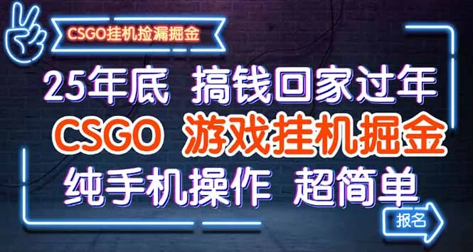 25年底搞钱回家过年，CSGO游戏挂机掘金，纯手机操作超简单-来缘阁