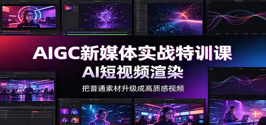 AIGC新媒体实战特训课:工具入门实操,AI短视频渲染,数字人商业视频制作-来缘阁