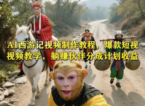 AI西游记视频制作教程，爆款短视频教学，躺賺伙伴分成计划收益-来缘阁