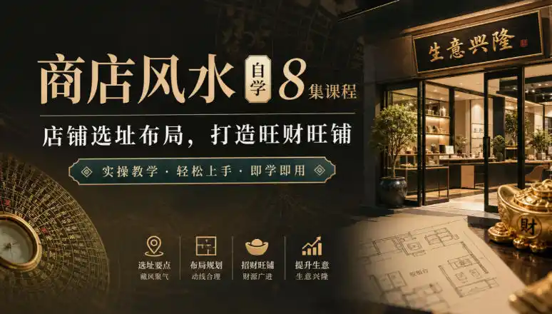 商店风水自学8集课程｜店铺选址布局，打造旺财旺铺实操教学-来缘阁