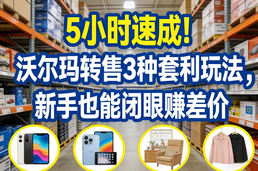 5小时速成！沃尔玛转售3种套利玩法，新手也能闭眼賺差价-来缘阁