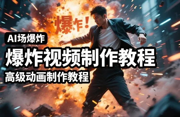 AI场景爆炸视频制作教程，利用人物实拍视频制作出高级的动画特效-来缘阁