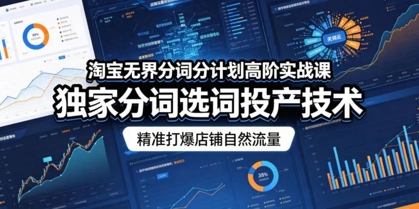 淘宝无界分词分计划高阶实战课，独家分词选词投产技术，精准打爆店铺自然流量-来缘阁