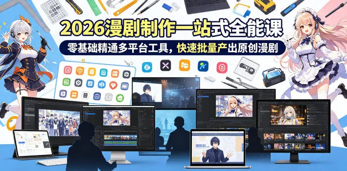 2026 AI漫剧制作一站式全能课，零基础精通多平台工具，快速批量产出原创漫剧-来缘阁