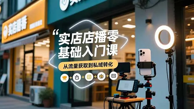实体店播零基础入门课，实体店+短视频+直播+微信生态+私域社群，从流量获取到私域转化-来缘阁