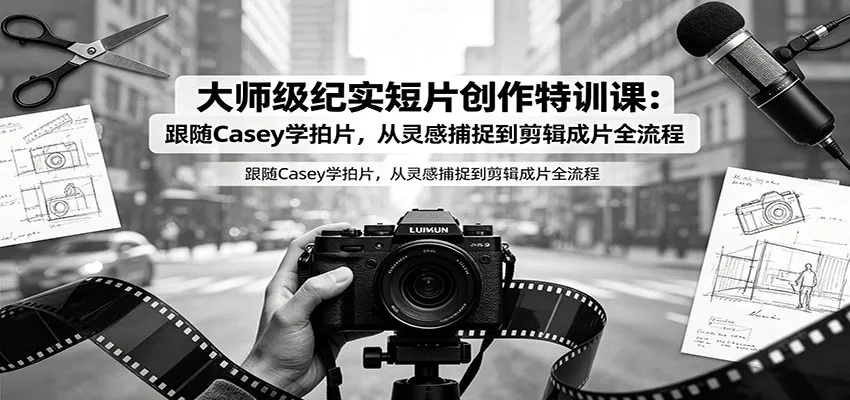大师级纪实短片创作特训课:跟随Casey学拍片,从灵感捕捉到剪辑成片全流程-来缘阁