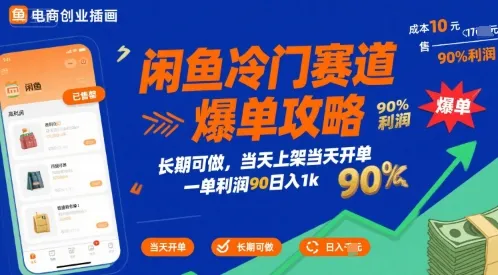 闲鱼冷门赛道爆单攻略，长期可做，当天上架当天开单，一单利润90% 利润，日入1k【揭秘】-来缘阁