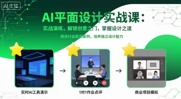 AI平面设计实战课,实战演练,解锁创意之门,掌握设计之道-来缘阁