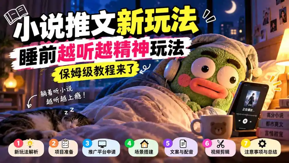 小说推文新玩法，睡前越听越精神玩法，保姆级教程来了-来缘阁