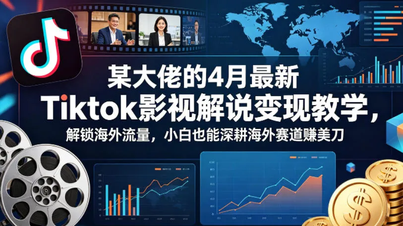 某大佬的4月最新Tiktok影视解说变现教学，解锁海外流量，小白也能深耕海外赛道賺美刀-来缘阁