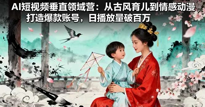 AI短视频垂直领域营：从古风育儿到情感动漫，打造爆款账号,日播放量破百万-来缘阁