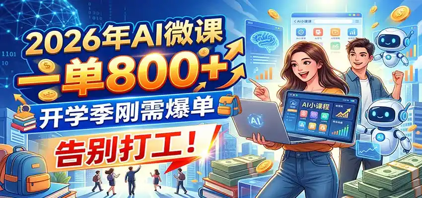 2026年AI微课，一单800+，开学季刚需爆单，告别打工！-来缘阁