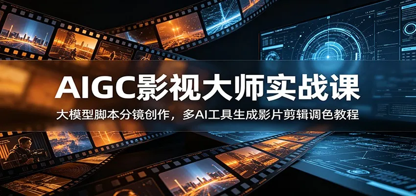 AIGC影视大师实战课：大模型脚本分镜创作，多AI工具生成影片剪辑调色教程-来缘阁