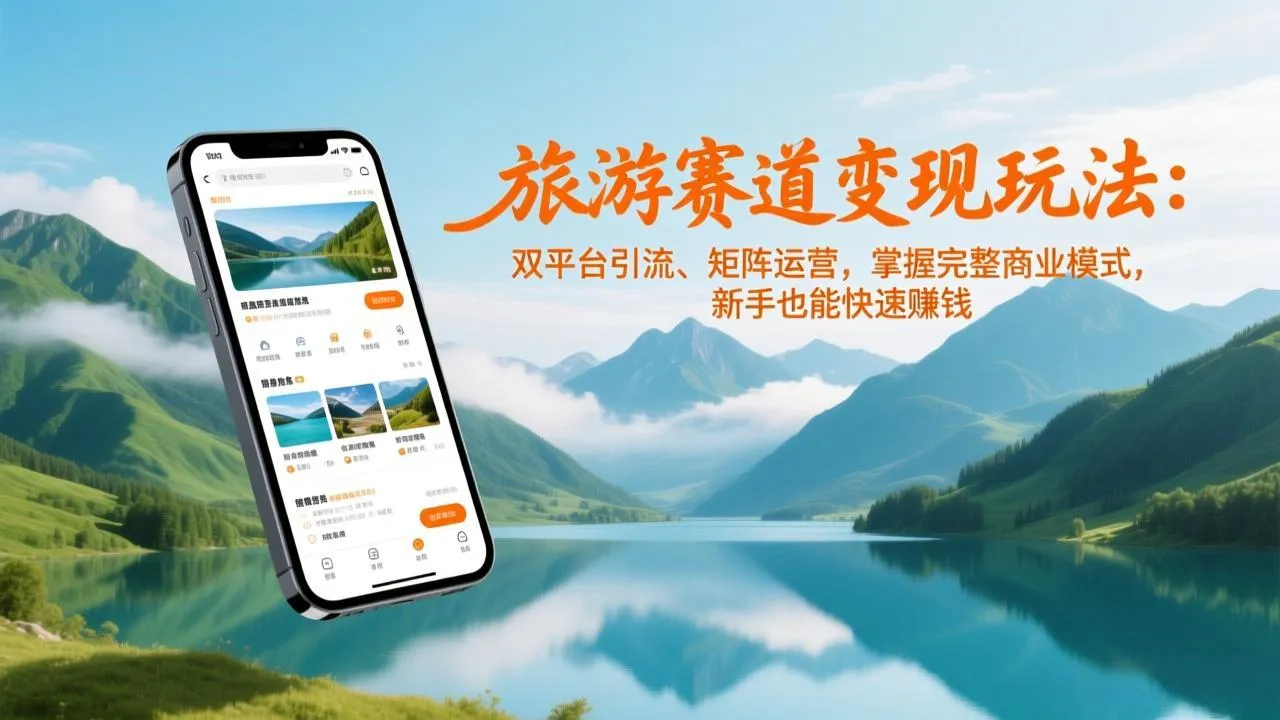 旅游赛道变现玩法：双平台引流、矩阵运营，掌握完整商业模式，新手也能快速赚钱-来缘阁