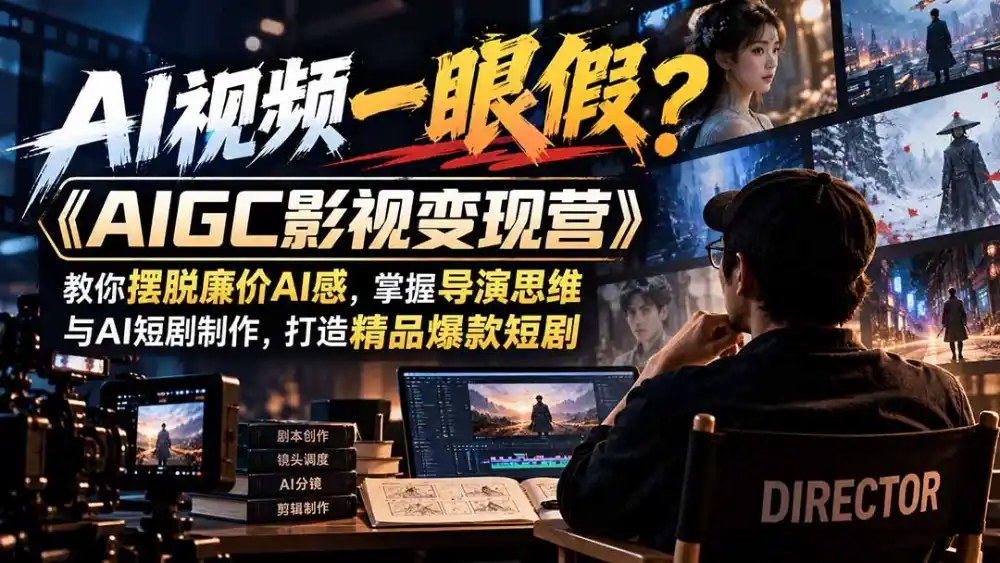 【无水印】AI视频一眼假?《AIGC影视变现营》教你摆脱廉价AI感,掌握导演思维与AI短剧制作,打造精品爆款短剧-来缘阁