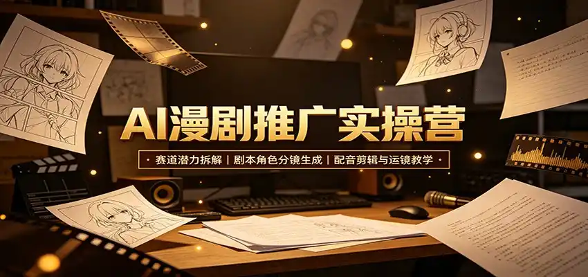 AI漫剧推广实操营：赛道潜力拆解，剧本角色分镜生成，配音剪辑与运镜教学-来缘阁