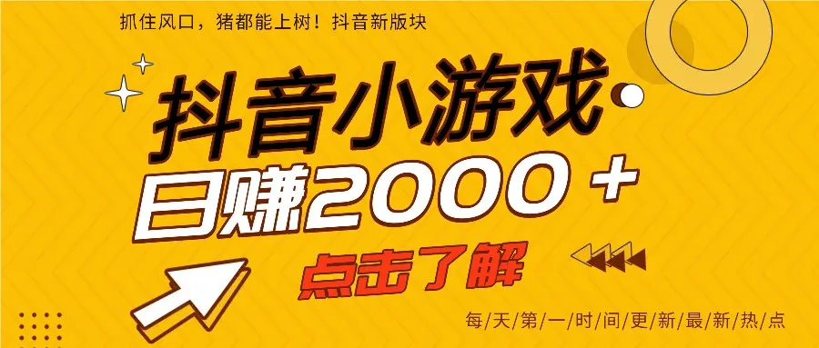5年爆火的抖音小游戏项目，一部手机日入2000+-来缘阁