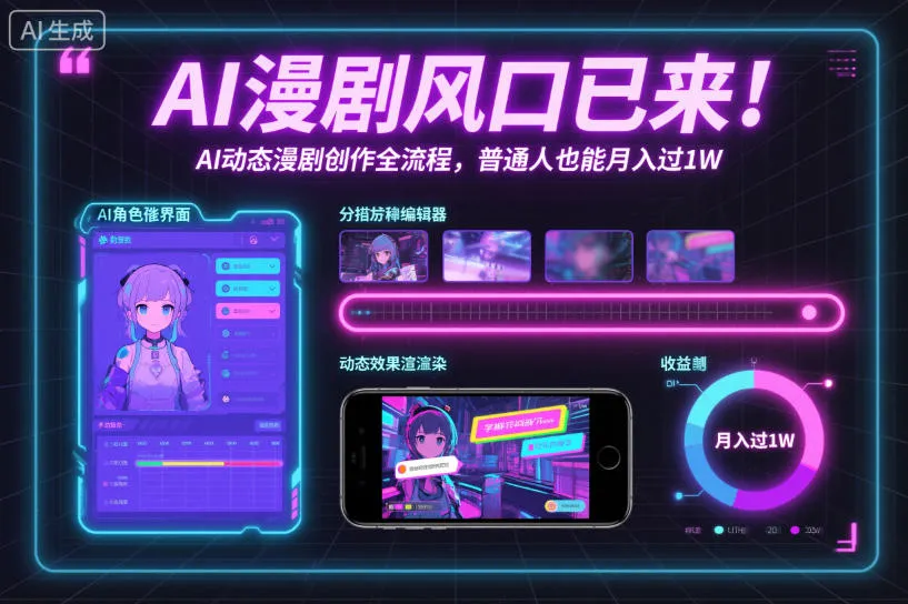 AI漫剧风口已来！AI动态漫剧创作全流程，普通人也能月入过1W-来缘阁