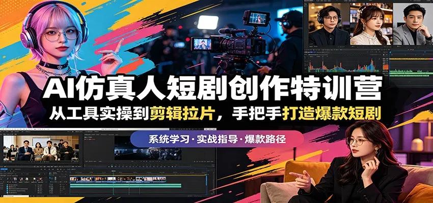 AI仿真人短剧创作特训营：从工具实操到剪辑拉片，手把手打造爆款短剧-来缘阁