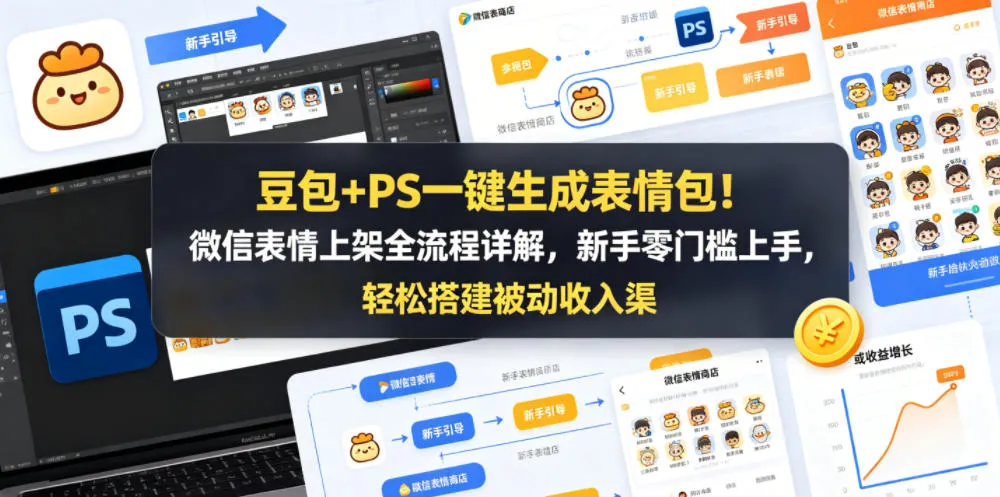 豆包+PS一键生成表情包！微信表情上架全流程详解，新手零门槛上手，轻松搭建被动收入渠道-来缘阁