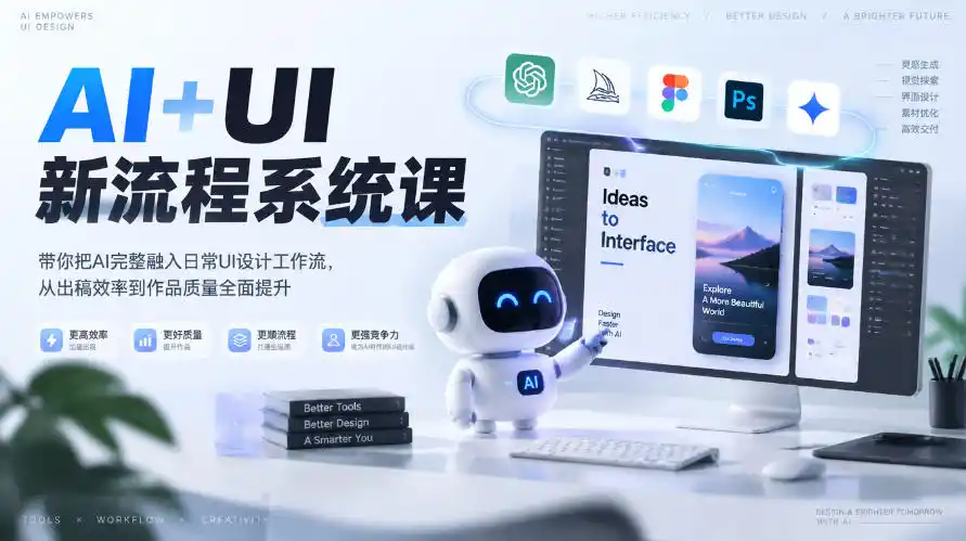 【无水印】AI+UI新流程系统课,带你把AI完整融入日常UI设计工作流,从出稿效率到作品质量全面提升(2026第4期)-来缘阁