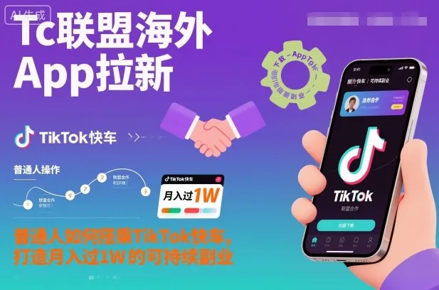 Tc联盟海外App拉新：普通人如何搭乘TikTok快车，打造月入过1W的可持续副业-来缘阁