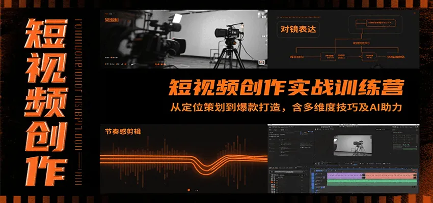 短视频创作实战训练营：从定位策划到爆款打造，含多维度技巧及AI助力-来缘阁