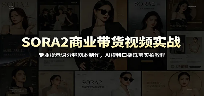 SORA2商业带货视频实战:专业提示词分镜剧本制作,AI模特口播珠宝实拍教程-来缘阁
