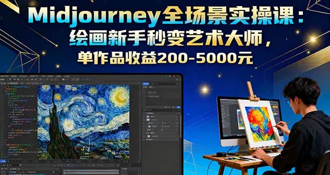Midjourney全场景实操课：绘画新手秒变艺术大师，单作品收益200-5000元-来缘阁