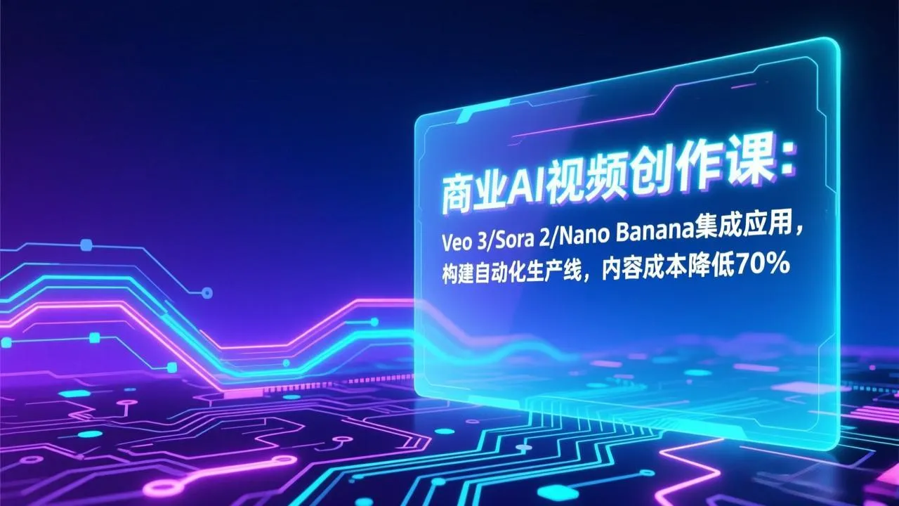商业AI视频创作课：Veo 3/Sora 2/Nano Banana集成应用，构建自动化生产线，内容成本降低70%-来缘阁