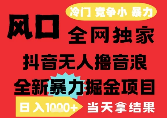 25年6月高爆抖音无人直播最新撸音浪掘金项目,解放双手小白可做,无脑日入1k+,门槛低【揭秘】-来缘阁