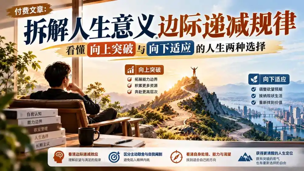 付费文章：拆解人生意义边际递减规律，看懂向上突破与向下适应的人生两种选择-来缘阁