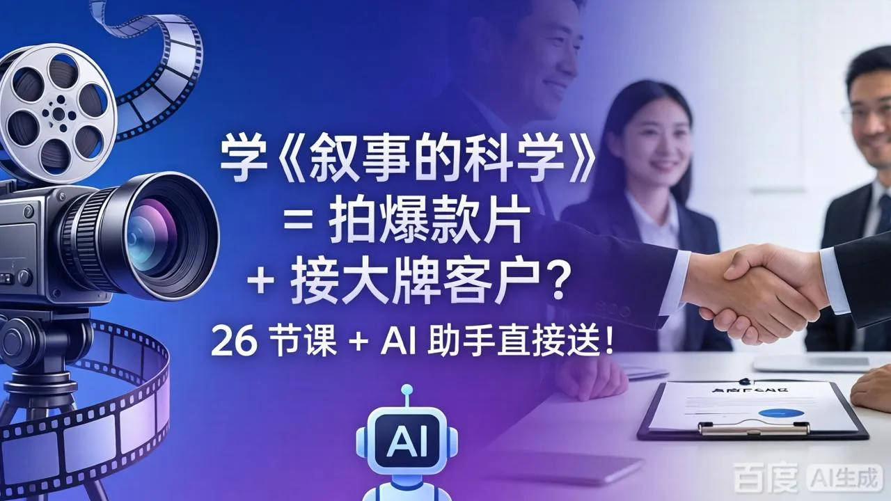 学《叙事的科学》= 拍爆款片 + 接大牌客户？26 节课 + AI 助手直接送！-来缘阁