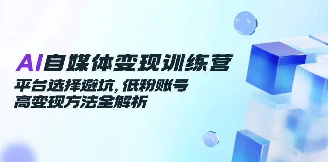 AI自媒体变现训练营，平台选择避坑，低粉账号高变现方法全解析-来缘阁