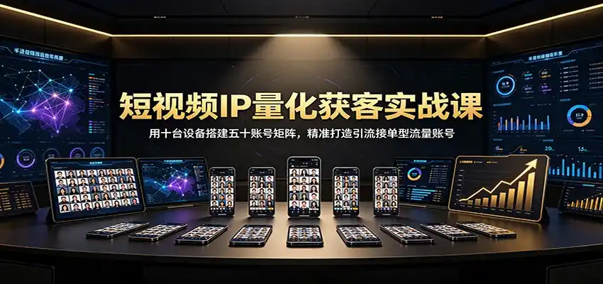 短视频IP量化获客实战课：用十台设备搭建五十账号矩阵，精准打造引流接单型流量账号-来缘阁