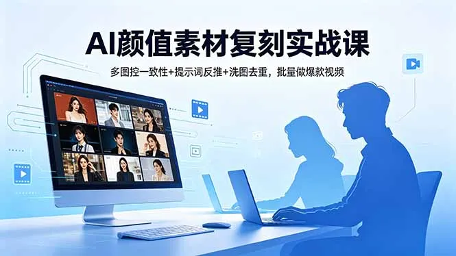 AI颜值素材复刻实战课，多图控一致性+提示词反推+洗图去重，批量做爆款视频-来缘阁