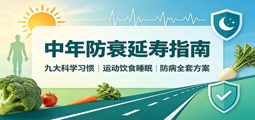 中年防衰延寿指南：九大科学习惯，运动饮食睡眠防病全套方案-来缘阁