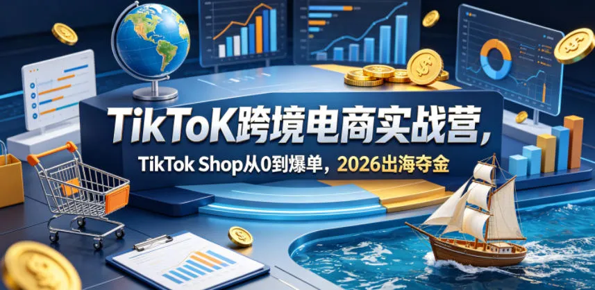 TikToK跨境电商实战营，TikTok Shop从0到爆单，2026出海夺金-来缘阁