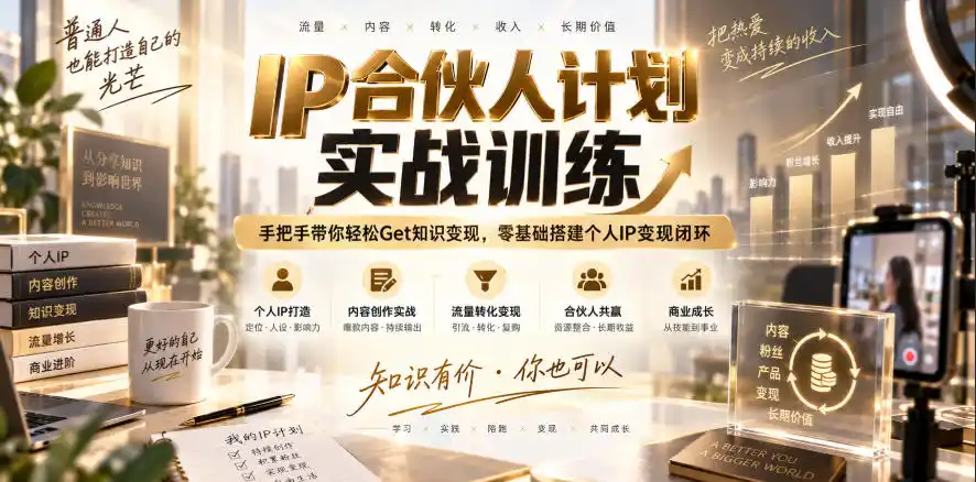 IP合伙人计划实战训练，手把手带你轻松Get知识变现，零基础搭建个人IP变现闭环(更新260908)-来缘阁