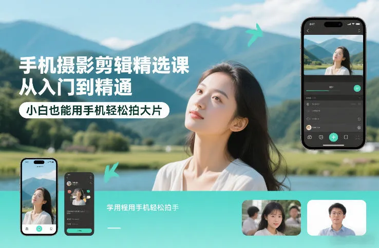 手机摄影剪辑精选课,从入门到精通,小白也能用手机轻松拍大片-来缘阁