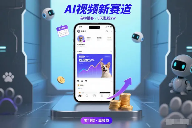 AI视频新赛道，宠物播客仅注册5天涨粉2W，收益非常可观-来缘阁