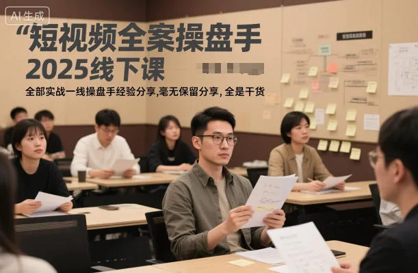短视频全案操盘手2025线下课，全部实战一线操盘手经验分享，毫无保留分享，全是干货-来缘阁