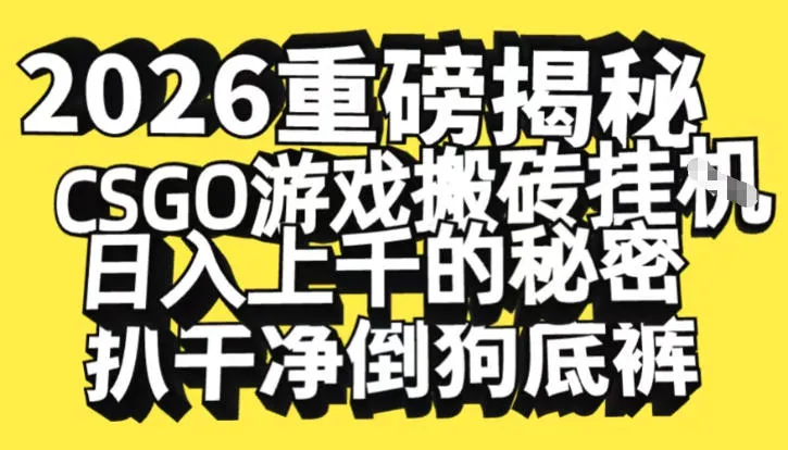 2026开年重磅解密，CSGO游戏搬砖挂G日入1k+的秘密，把倒狗的底裤扒干【揭秘】-来缘阁