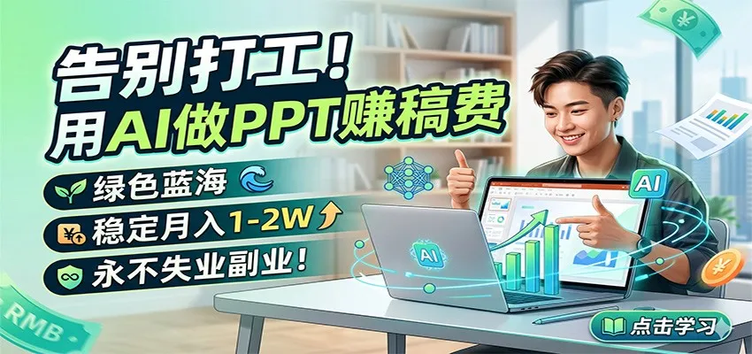 告别打工！用AI做PPT赚稿费，绿色蓝海，稳定月入1-2W，永不失业副业！-来缘阁