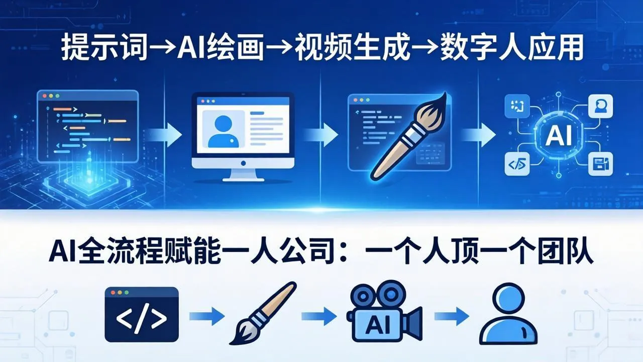AI全流程赋能一人公司：提示词、绘画、视频、数字人、编程，一个人顶一个团队-来缘阁