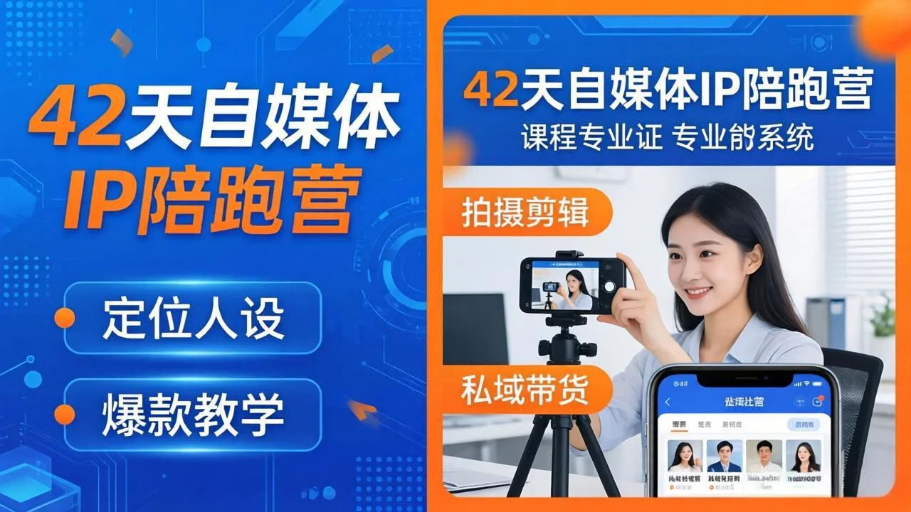 42天自媒体IP陪跑营-26年4月19更新：定位人设爆款全教学，拍摄剪辑私域带货一站式落地-来缘阁