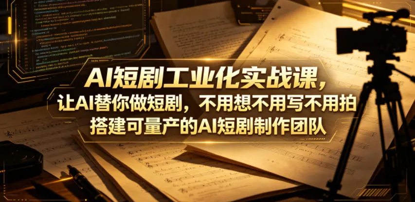 AI短剧工业化实战课,让AI替你做短剧,不用想不用写不用拍,搭建可量产的AI短剧制作团队-来缘阁