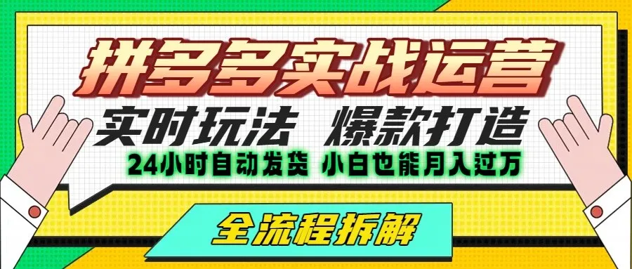 拼多多最新实战运营高投产：长久稳定项目，单店利润一天三位数-来缘阁