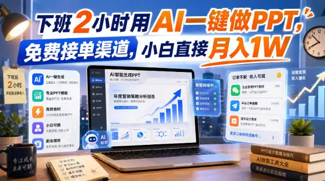 下班2小时用AI一键做PPT,免费接单渠道,小白直接月入1W【揭秘】-来缘阁
