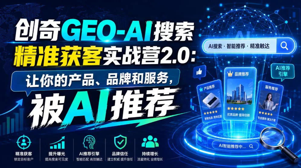 创奇GEO-AI搜索精准获客实战营2.0:让你的产品、品牌和服务,被AI推荐-来缘阁